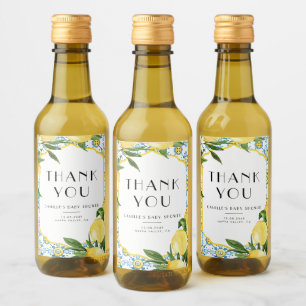 Lemon Mediterranean Frame Baby Shower Thank You Wine Label