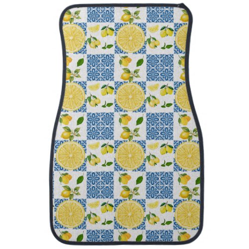 Lemon Mediterranean French Country Tile Pattern Car Floor Mat