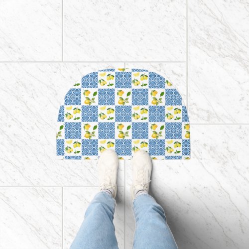 Lemon Mediterranean French Country Tile Pattern Doormat