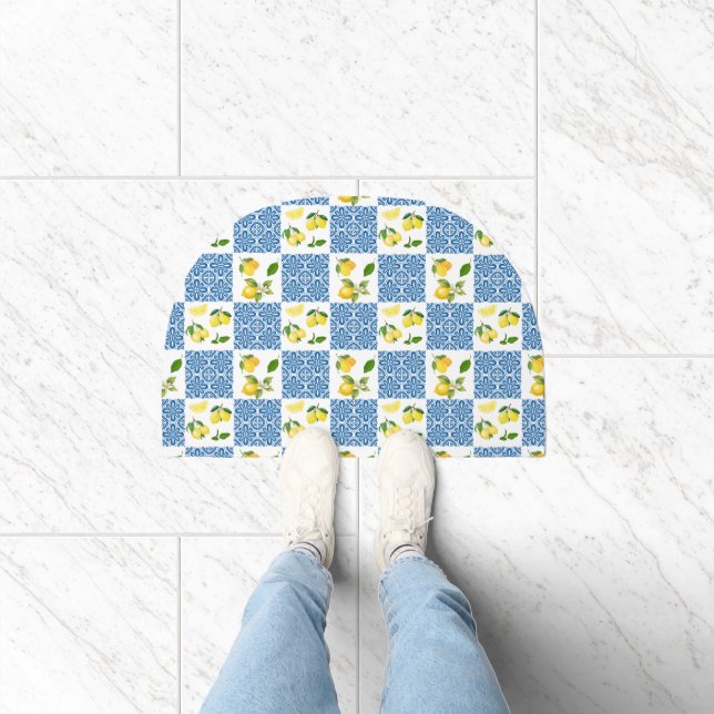 Lemon Mediterranean French Country Tile Pattern Doormat (Indoor)
