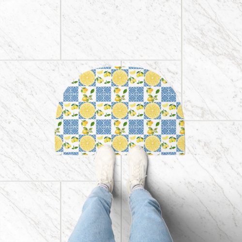 Lemon Mediterranean French Country Tile Pattern Doormat