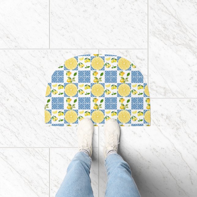 Lemon Mediterranean French Country Tile Pattern Doormat (Indoor)