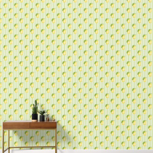 Lemon Mediterranean Inspired Stripes Wallpaper