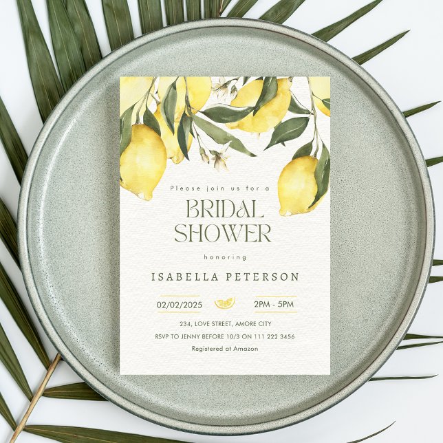 Lemon Mediterranean Italian Bridal Shower Invitation (Lemon Mediterranean Italian Bridal Shower Invitation)