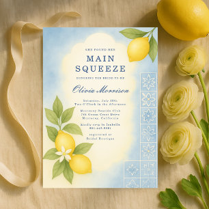 Lemon Mediterranean Main Squeeze Bridal Shower Invitation