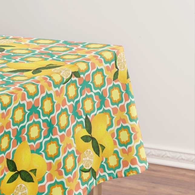 Lemon Mediterranean Orange Green Tablecloth (In Situ)