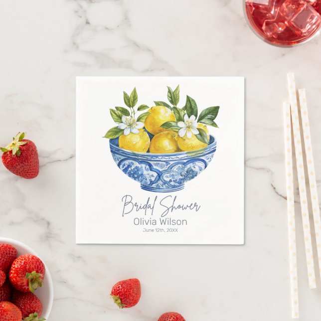 Lemon Mediterranean Summer Bridal Shower  Napkins (Insitu)