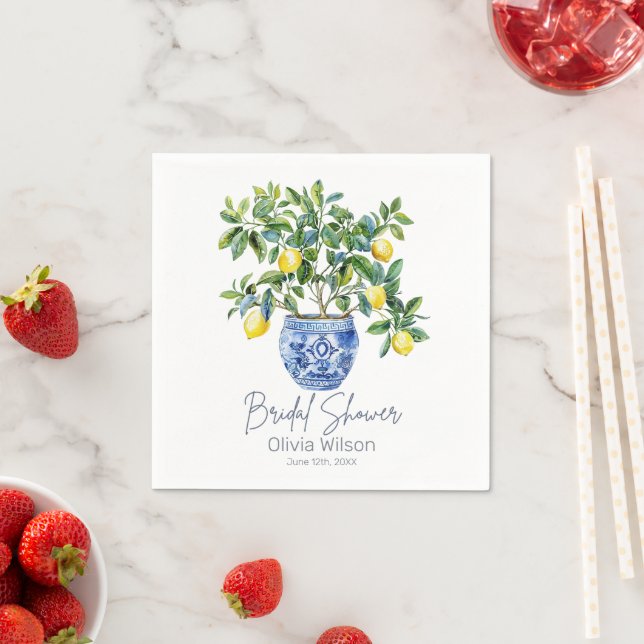 Lemon Mediterranean Summer Bridal Shower  Napkins (Insitu)