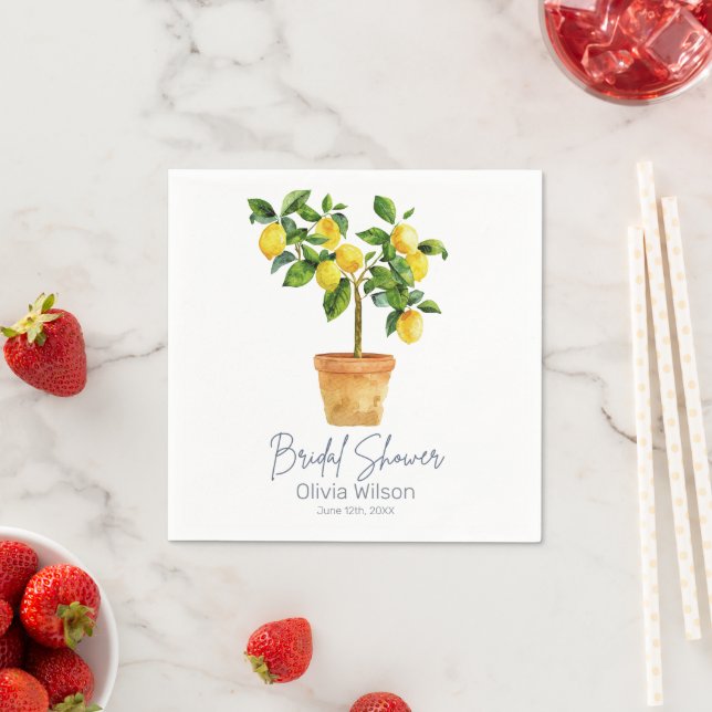 Lemon Mediterranean Summer Bridal Shower  Napkins (Insitu)