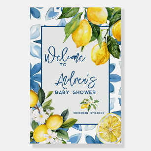 Lemon Mediterranean Tile Bridal Shower Welcome Foam Board