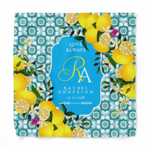 Lemon Mediterranean Tiles Blue Bandana