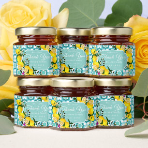 Lemon Mediterranean Tiles Blue Honey Jar Favors