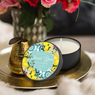 Lemon Mediterranean Tiles Blue Mini Candle Favors