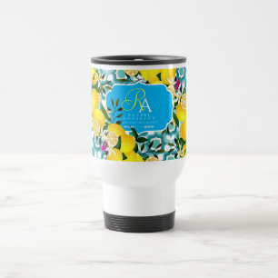 Lemon Mediterranean Tiles Blue Travel Mug