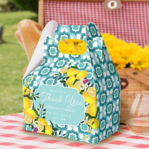 Lemon Mediterranean Tiles Blue White Favor Boxes