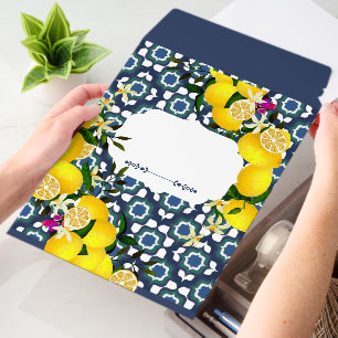 Lemon Mediterranean Tiles  Navy Blue White Envelope Mailers
