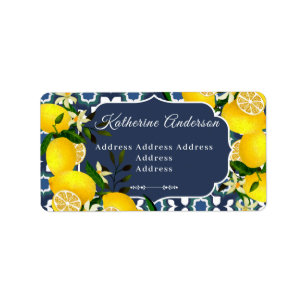 Lemon Mediterranean Tiles Navy Blue White Label