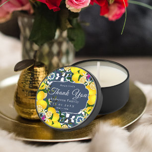 Lemon Mediterranean Tiles Navy Mini Candle Favors