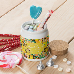 Lemon Mediterranean Tiles Orange Candy Jar