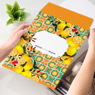 Lemon Mediterranean Tiles Orange Green Envelope Mailers