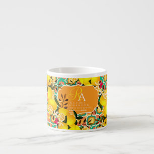 Lemon Mediterranean Tiles Orange Green Espresso Cup