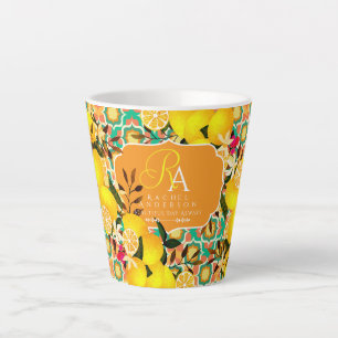 Lemon Mediterranean Tiles Orange Green Latte Mug