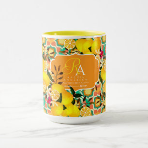 Lemon Mediterranean Tiles Orange Green Mug