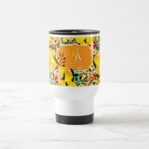 Lemon Mediterranean Tiles Orange Green Travel Mug