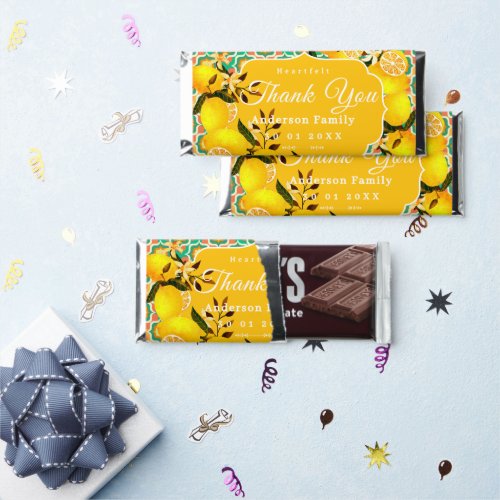 Lemon Mediterranean Tiles Orange Hershey Bar Favors