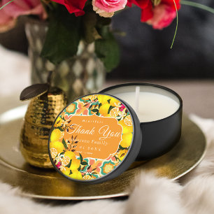 Lemon Mediterranean Tiles Orange Mini Candle Favors