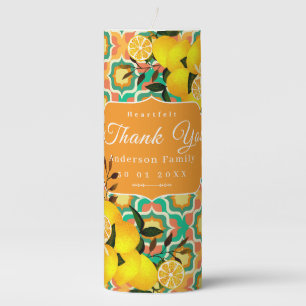Lemon Mediterranean Tiles Orange Pillar Candle