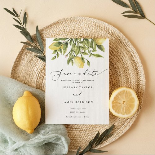 Lemon Mediterranean Wedding Save the Date  Invitation