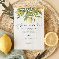 Lemon Mediterranean Wedding Save the Date 
