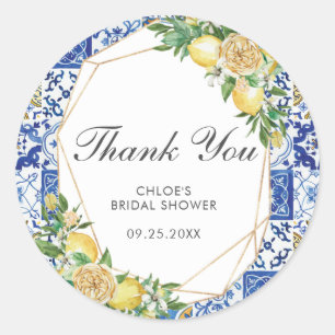 Lemon Meditteranean Birthday Bridal Baby Shower Classic Round Sticker