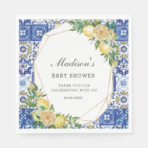 Lemon Meditteranean Birthday Bridal Baby Shower Napkins