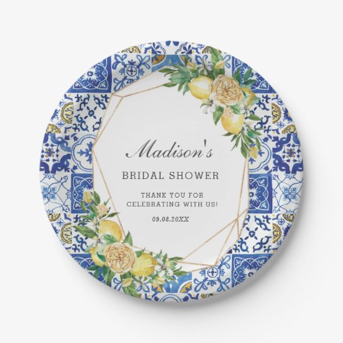 Lemon Meditteranean Birthday Bridal Baby Shower  Paper Plates