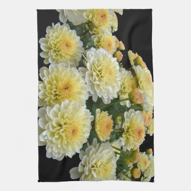 Lemon Meringue Chrysanthemums Kitchen Towel (Vertical)