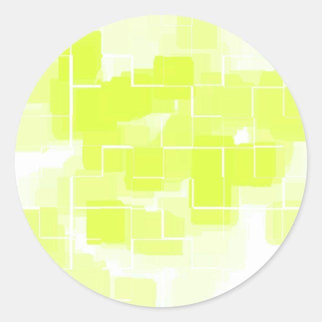 "Lemon Meringue" Geometric Art Classic Round Sticker (Front)