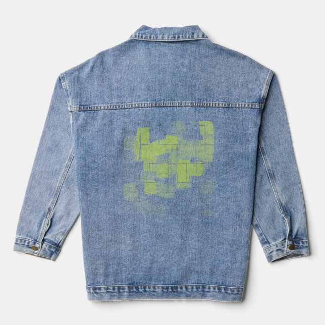 "Lemon Meringue" Geometric Art Denim Jacket (Back)