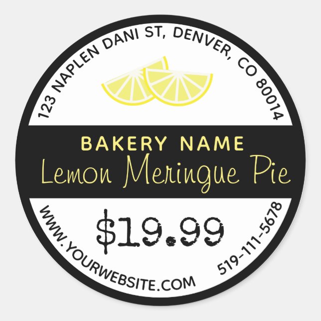 Lemon Meringue Pie Bakery Round Sticker (Front)