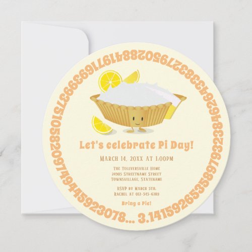 Lemon Meringue Pie Math Holiday Pi Day Invitation