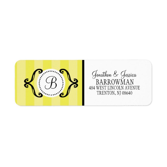 Lemon Meringue Sweet Charming Striped Personalized Label (Front)