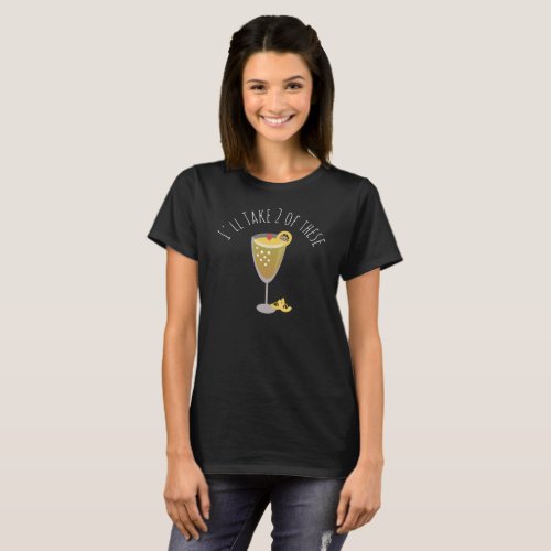 Lemon Mimosas Cocktail Ombre Drink Text T_Shirt