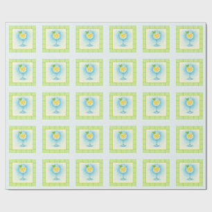 Lemon Mint Coastal Gift Wrap Roll