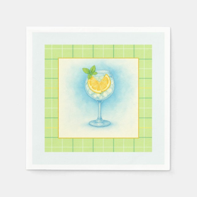 Lemon Mint Coastal Paper Napkins (Front)
