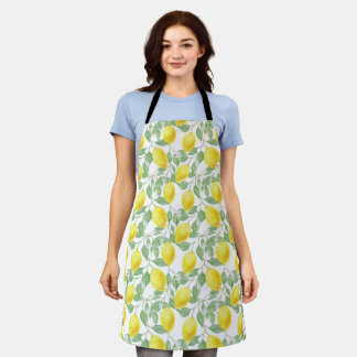 Lemon Mint Fresh Watercolor Apron