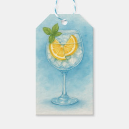 Lemon & Mint G&T — Watercolor Cocktail Gift Tags