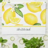 Lemon Pattern Navy Blue Kitchen Towel