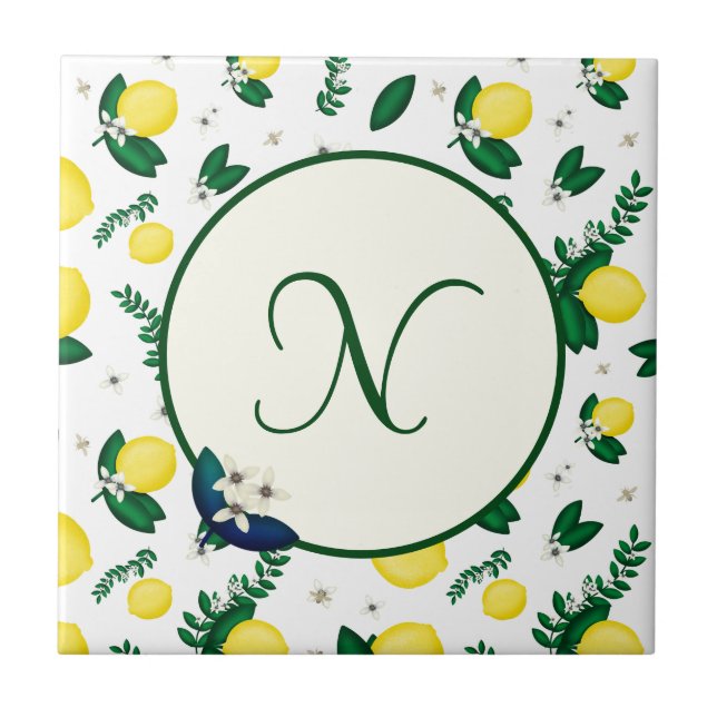Lemon Monogram Ceramic Tile (Front)