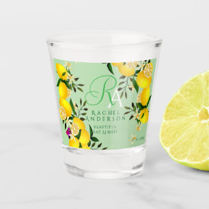 Lemon Monogram Green Shot Glass